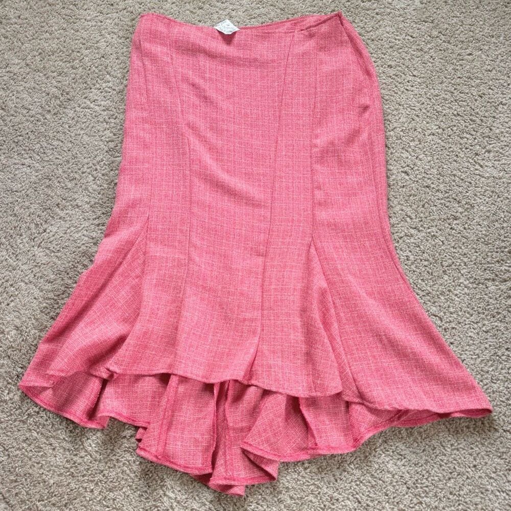 Ashley Stewart Paneled Skirt Women 14W Pink Flared Hem New Career Preppy Mermaid